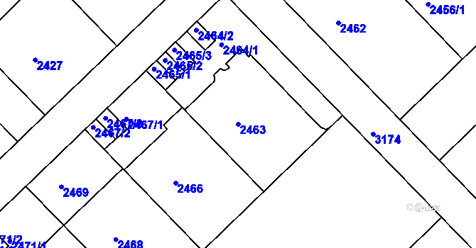 Parcela st. 2463 v KÚ Nusle, Katastrální mapa
