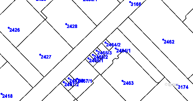 Parcela st. 2465/3 v KÚ Nusle, Katastrální mapa