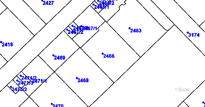 Parcela st. 2466 v KÚ Nusle, Katastrální mapa