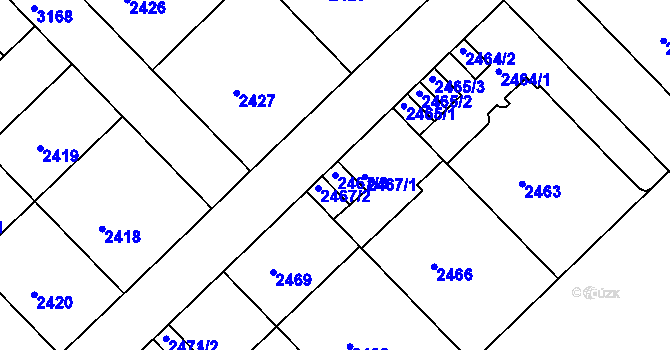 Parcela st. 2467/3 v KÚ Nusle, Katastrální mapa