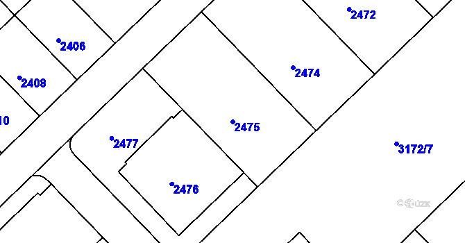Parcela st. 2475 v KÚ Nusle, Katastrální mapa