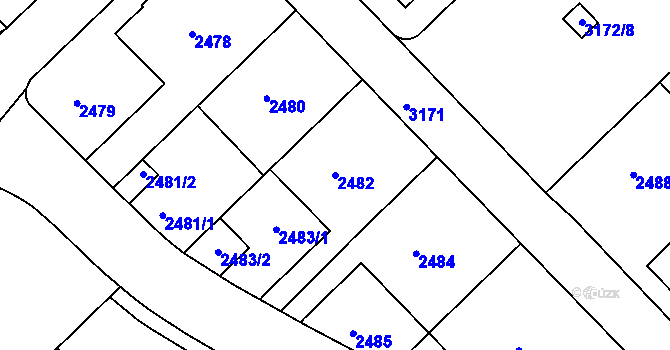 Parcela st. 2482 v KÚ Nusle, Katastrální mapa