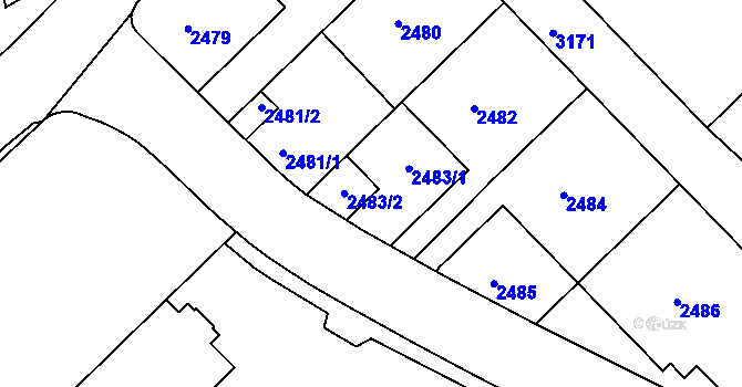 Parcela st. 2483 v KÚ Nusle, Katastrální mapa