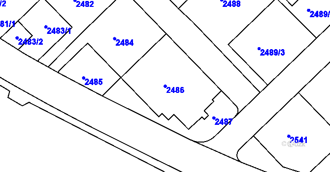 Parcela st. 2486 v KÚ Nusle, Katastrální mapa