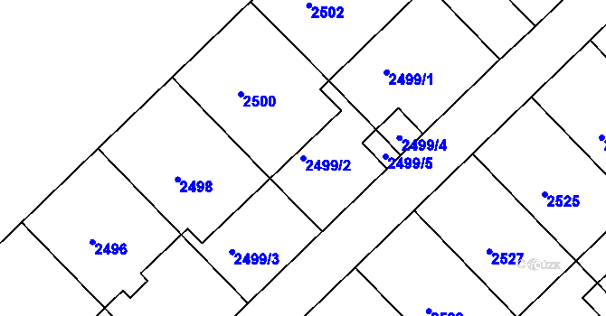 Parcela st. 2499/2 v KÚ Nusle, Katastrální mapa