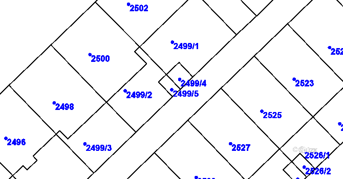 Parcela st. 2499/5 v KÚ Nusle, Katastrální mapa
