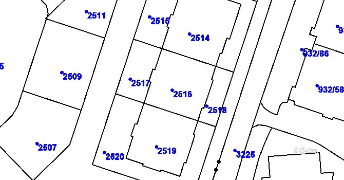 Parcela st. 2516 v KÚ Nusle, Katastrální mapa