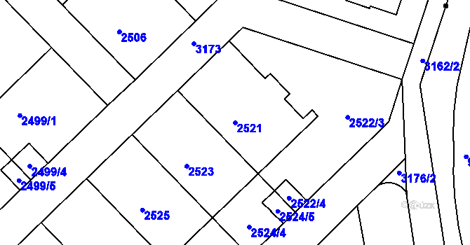 Parcela st. 2521 v KÚ Nusle, Katastrální mapa