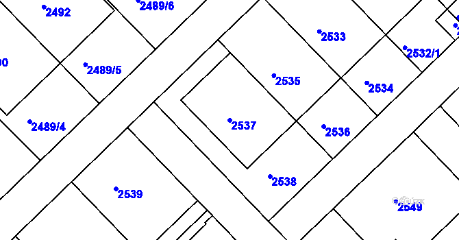 Parcela st. 2537 v KÚ Nusle, Katastrální mapa