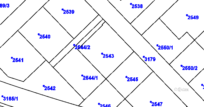 Parcela st. 2543 v KÚ Nusle, Katastrální mapa
