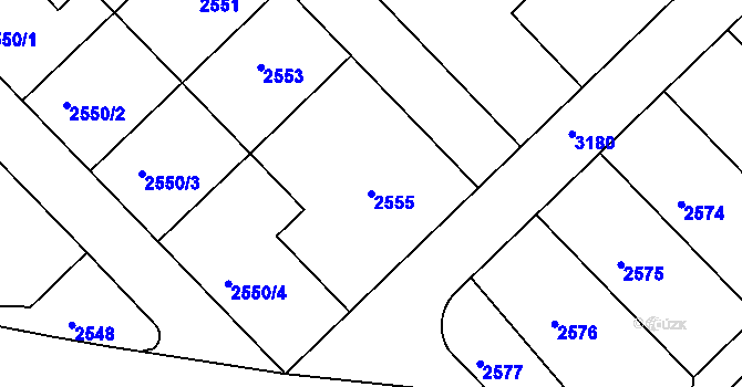 Parcela st. 2555 v KÚ Nusle, Katastrální mapa
