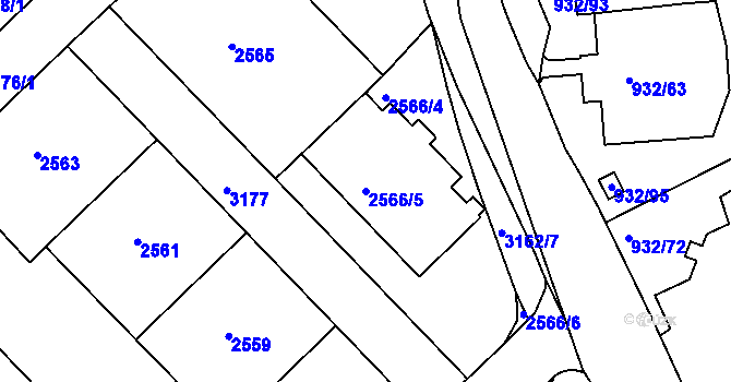 Parcela st. 2566/5 v KÚ Nusle, Katastrální mapa