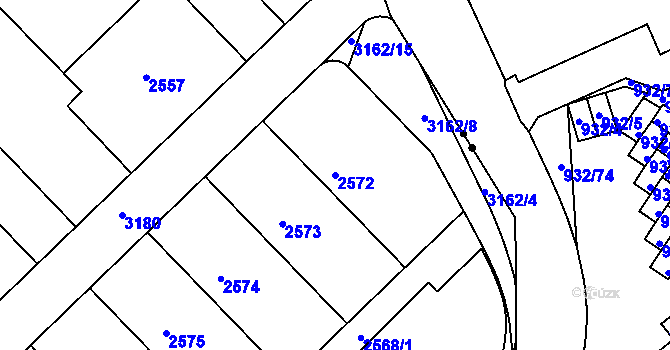 Parcela st. 2572 v KÚ Nusle, Katastrální mapa