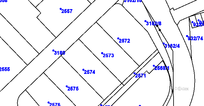 Parcela st. 2573 v KÚ Nusle, Katastrální mapa