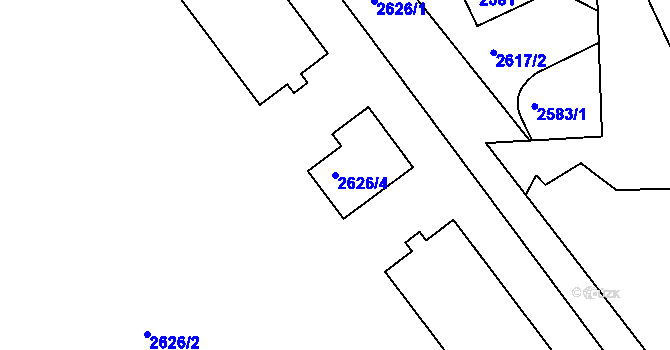 Parcela st. 2626/4 v KÚ Nusle, Katastrální mapa