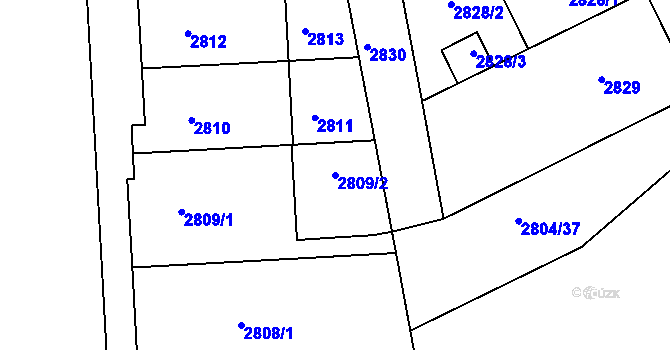 Parcela st. 2809/2 v KÚ Nusle, Katastrální mapa
