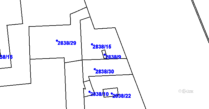 Parcela st. 2838/9 v KÚ Nusle, Katastrální mapa