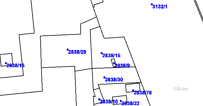 Parcela st. 2838/15 v KÚ Nusle, Katastrální mapa