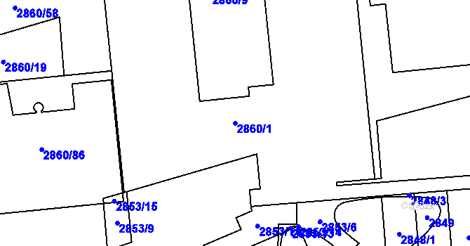 Parcela st. 2860/1 v KÚ Nusle, Katastrální mapa