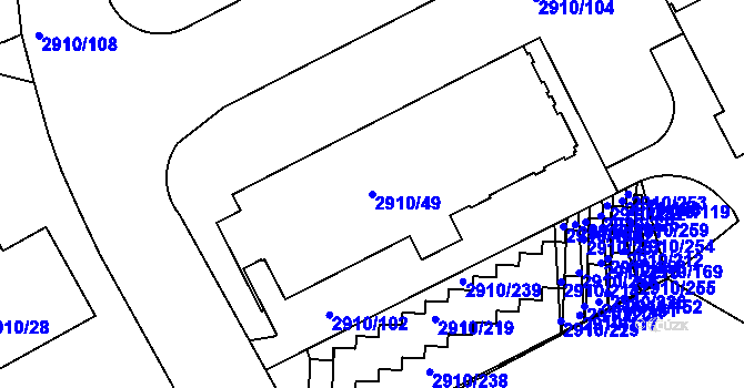 Parcela st. 2910/49 v KÚ Nusle, Katastrální mapa