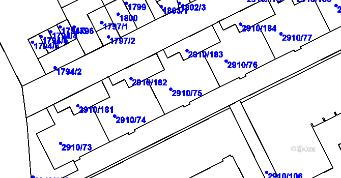 Parcela st. 2910/75 v KÚ Nusle, Katastrální mapa