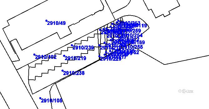 Parcela st. 2910/117 v KÚ Nusle, Katastrální mapa