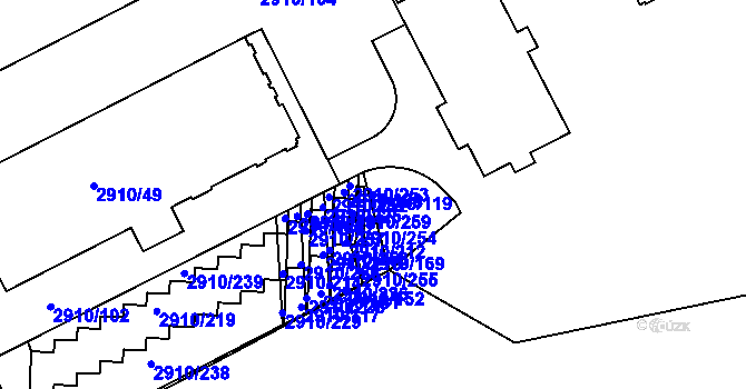 Parcela st. 2910/119 v KÚ Nusle, Katastrální mapa