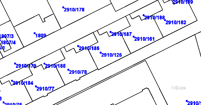 Parcela st. 2910/126 v KÚ Nusle, Katastrální mapa