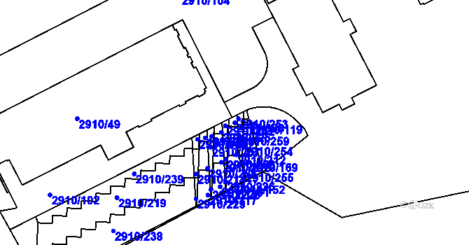 Parcela st. 2910/168 v KÚ Nusle, Katastrální mapa