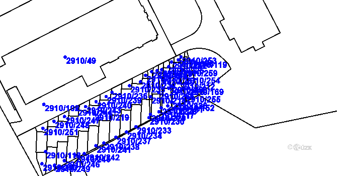 Parcela st. 2910/213 v KÚ Nusle, Katastrální mapa