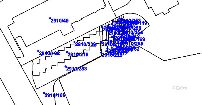 Parcela st. 2910/229 v KÚ Nusle, Katastrální mapa