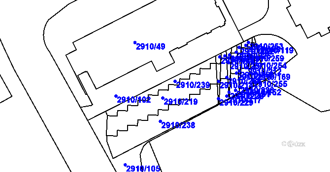 Parcela st. 2910/240 v KÚ Nusle, Katastrální mapa