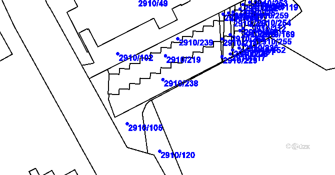 Parcela st. 2910/241 v KÚ Nusle, Katastrální mapa