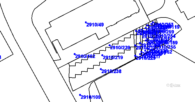 Parcela st. 2910/243 v KÚ Nusle, Katastrální mapa