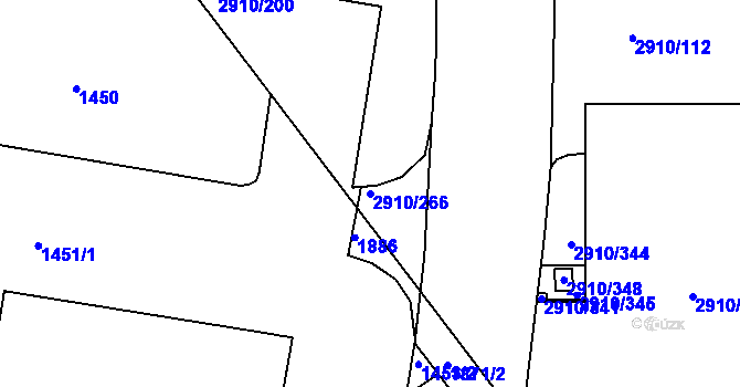 Parcela st. 2910/266 v KÚ Nusle, Katastrální mapa