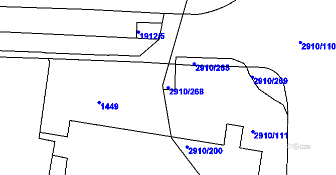 Parcela st. 2910/268 v KÚ Nusle, Katastrální mapa