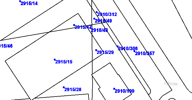 Parcela st. 2915/29 v KÚ Nusle, Katastrální mapa