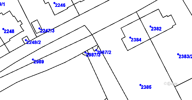 Parcela st. 2987/2 v KÚ Nusle, Katastrální mapa