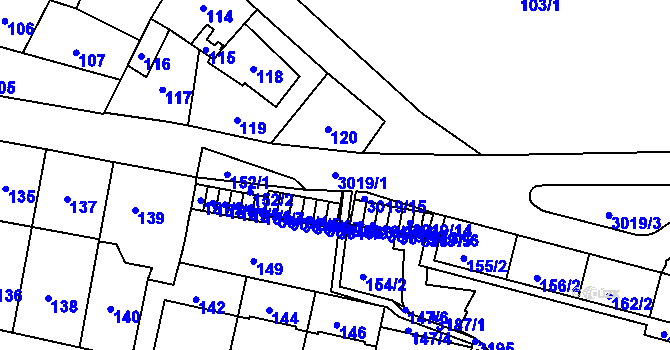 Parcela st. 3019/1 v KÚ Nusle, Katastrální mapa