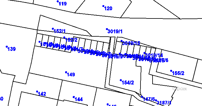 Parcela st. 3019/8 v KÚ Nusle, Katastrální mapa