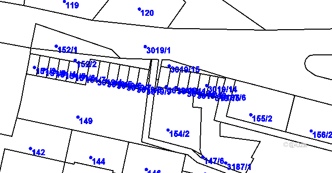 Parcela st. 3019/10 v KÚ Nusle, Katastrální mapa