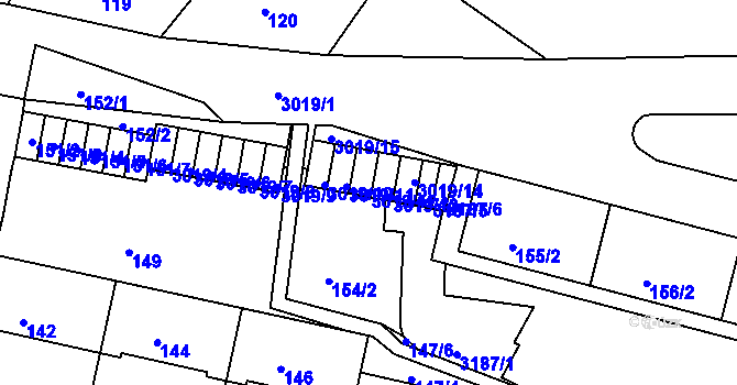 Parcela st. 3019/12 v KÚ Nusle, Katastrální mapa