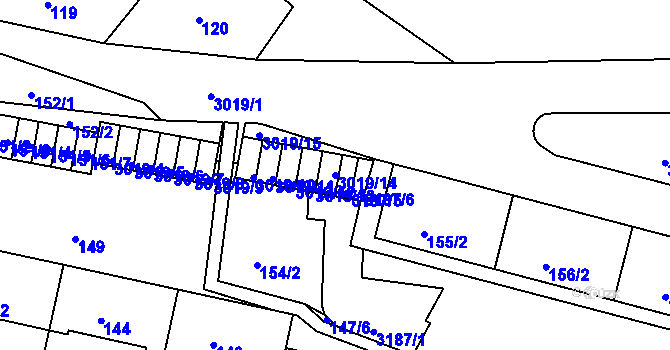 Parcela st. 3019/14 v KÚ Nusle, Katastrální mapa