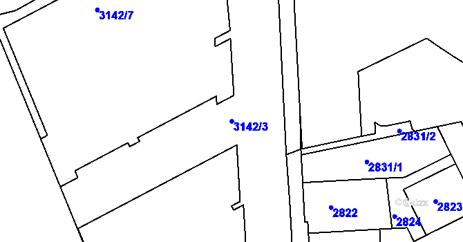 Parcela st. 3142/3 v KÚ Nusle, Katastrální mapa