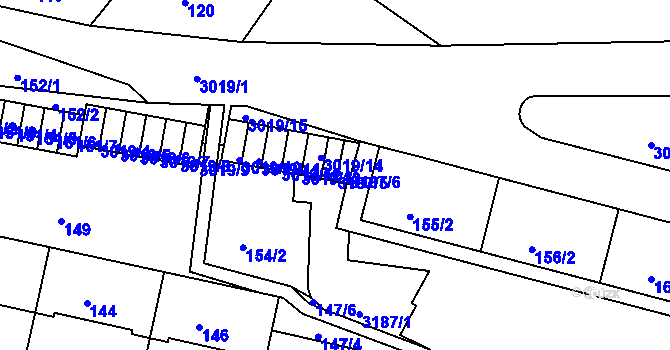 Parcela st. 3187/5 v KÚ Nusle, Katastrální mapa