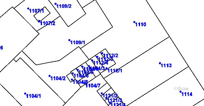 Parcela st. 1112/2 v KÚ Nusle, Katastrální mapa
