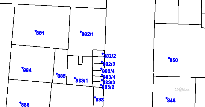 Parcela st. 882/2 v KÚ Nusle, Katastrální mapa