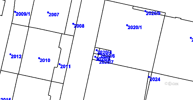 Parcela st. 2020/4 v KÚ Nusle, Katastrální mapa