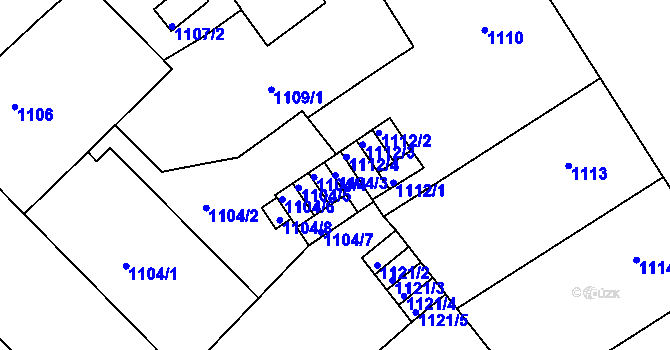 Parcela st. 1104/3 v KÚ Nusle, Katastrální mapa