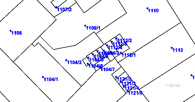 Parcela st. 1104/4 v KÚ Nusle, Katastrální mapa
